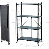 thumbnail of PROREGAL BERLINLODGE KLAP Étagère pliante avec roulettes, 4 étagères/compartiments, Noir, Charge max. 200kg, HxLxP 127x72x34cm