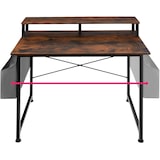 thumbnail of tectake Table de bureau avec étagère de rangement et poche en tissu - Bois foncé industriel, rustique, 120 cm - 404664