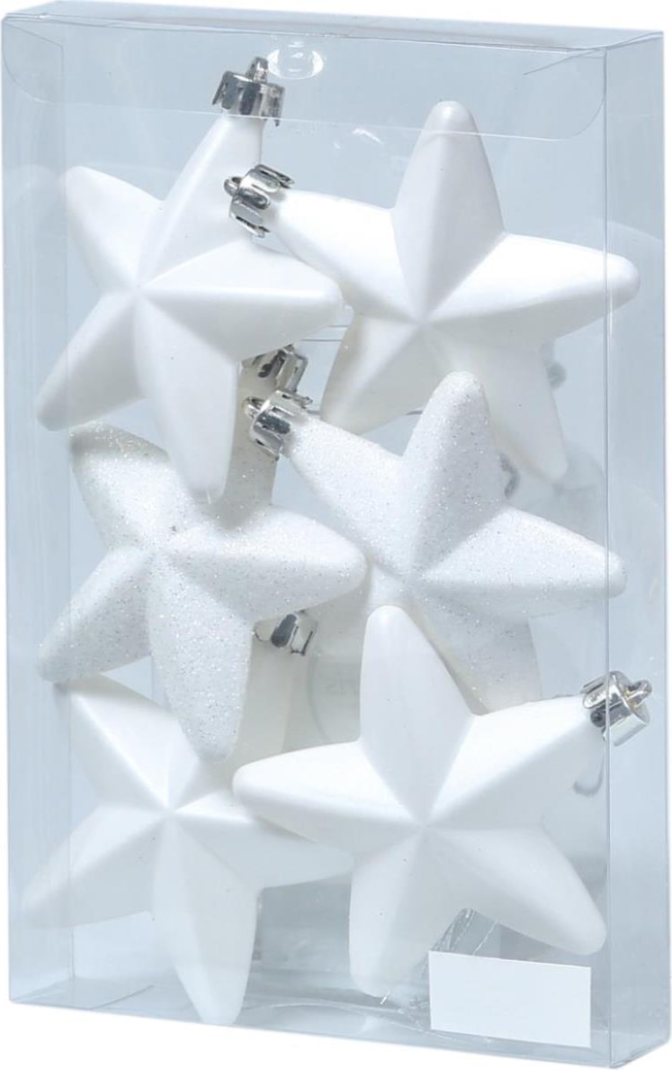 Christbaumschmuck Weihnachtsbaumschmuck Sterne bruchfest weiß 6St.