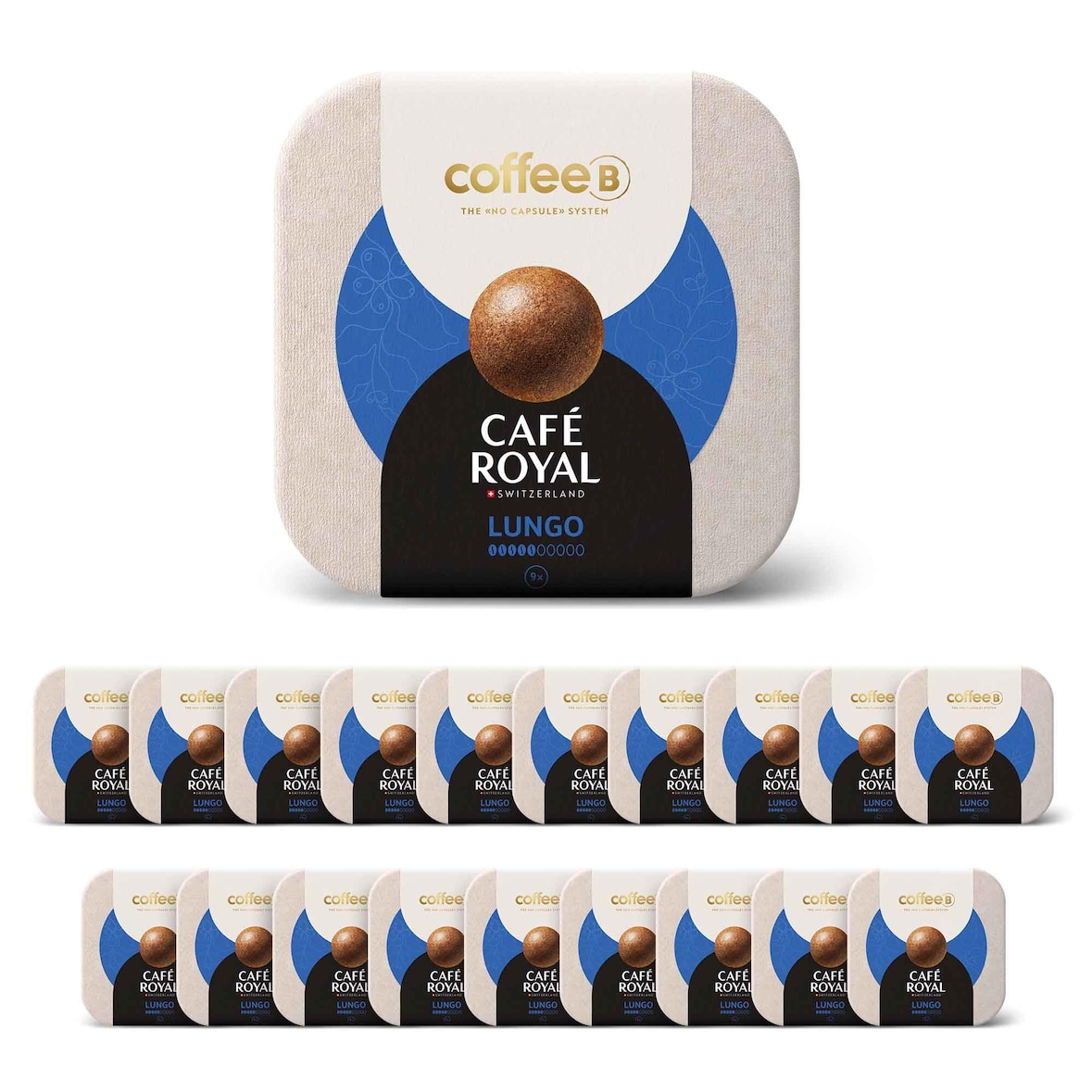 180 Coffee Balls Lungo - Boules de café haut de gamme 100% compostable - Conçues pour l'utilisation de la machine à café CoffeB by Café Royal