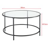 thumbnail of Helloshop26 - Table basse ronde pour salon plateau en verre pieds en acier 84 cm noir 03_0006180
