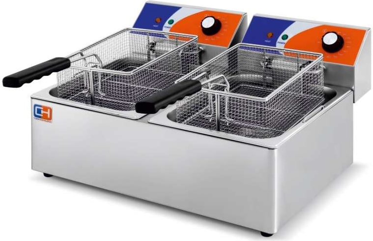 Freidora Eléctrica 6+6 litros SIN Grifo de 550 x420 x290h mm PEKIN EF-6L-2