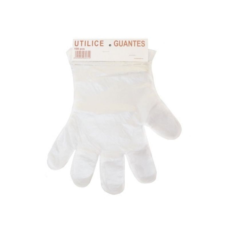 Guante plástico desechable talla única 100 unidades