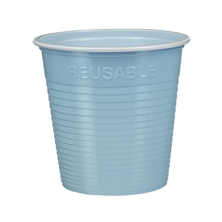 MONOUSO - Wiederverwendbarer Economy-Becher PS Bicolor Hellblau 230ml (30 Stück)
