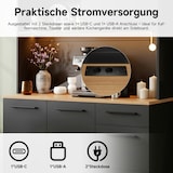 thumbnail of Merax LED buffetkast 120x40x180 cm, hoge keukenkast met werkblad, stopcontact en USB, opbergruimte, koffiestation, zwart