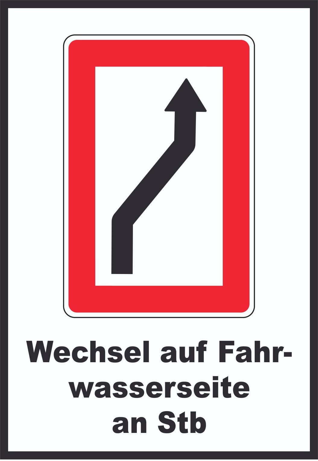 Wechsel auf die Fahrwasserseite Steuerbordseite  Symbol und Text A6 (105x148mm)