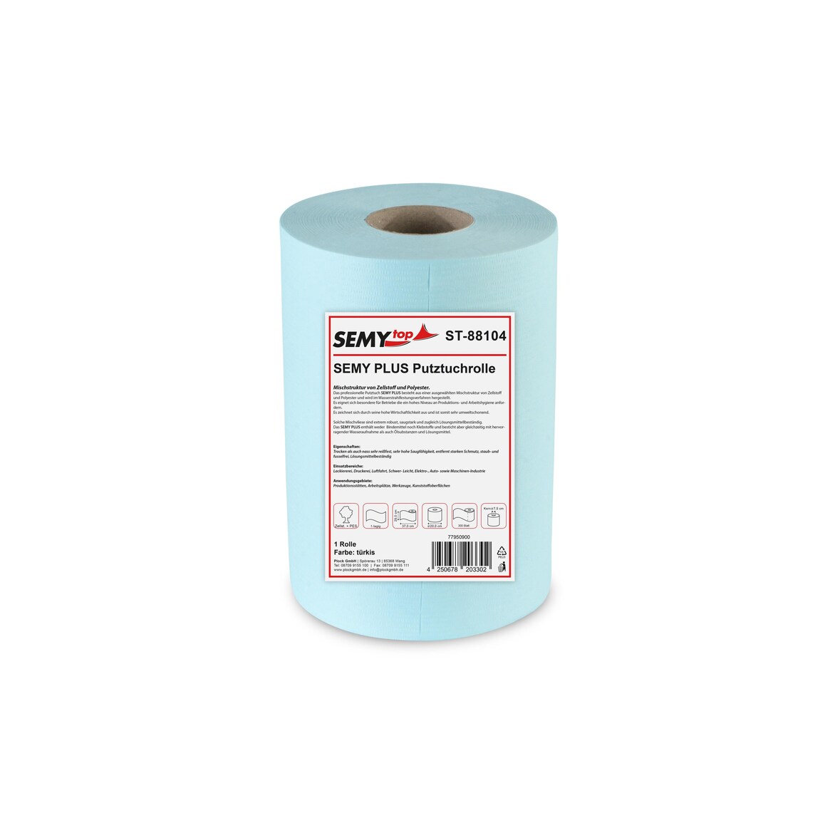 SemyTop Semy Plus Putztuchrolle 29 cm - türkis - 300 Blatt - 3 Rollen Putztücher