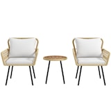 thumbnail of Conjunto de mesa y sillas de jardín exterior juego de 3 piezas sillas y mesa de ratán con 2 sillas 1 mesa de centro redonda y cojines para terraza