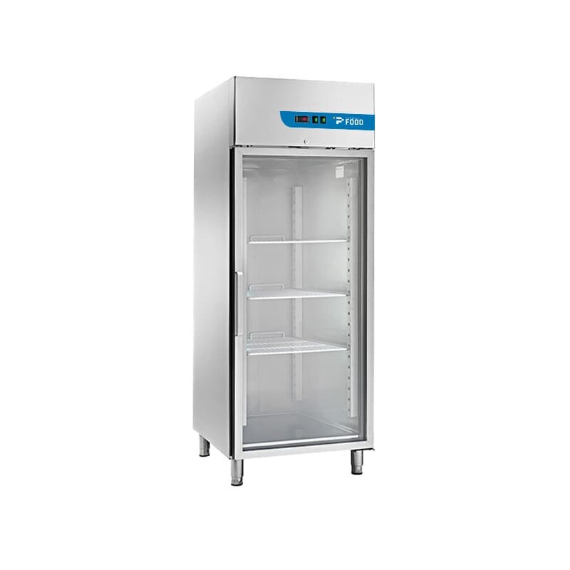 Armadio refrigerato ventilato porta vetro capacità 700 lt temp. da -18°C a -22°C - classe E