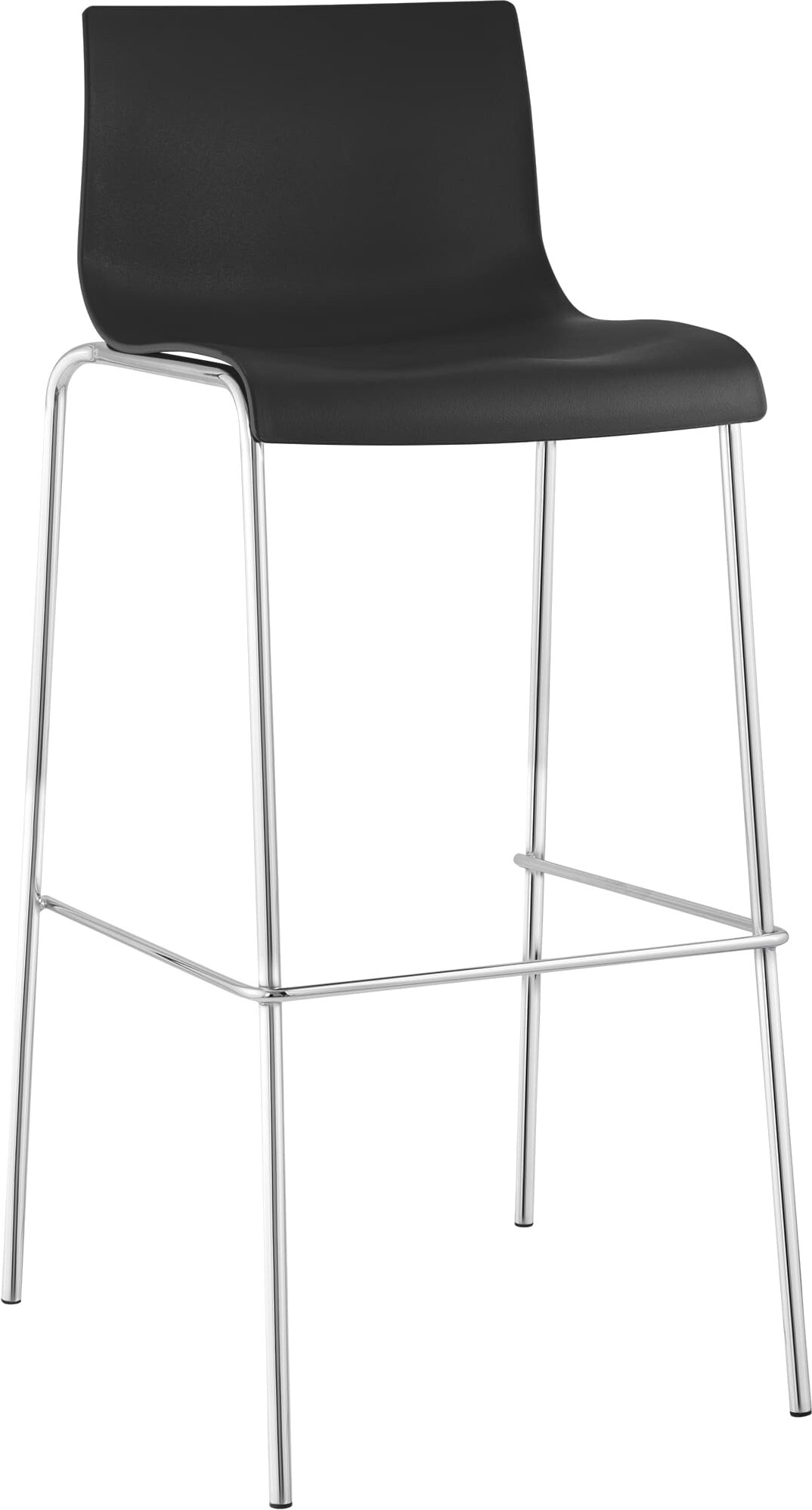 CHEFGASTRO Barhocker MAUI Chrom 4-Fuﬂ Gestell HxBxT 100x43x48cm Kunststoff Schwarz Barstuhl