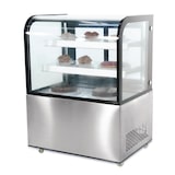 thumbnail of Vitrina refrigerada con ruedes, 2 estantes/puertas, acero inox./cristal, 122x91.5x67.5 cm, refrigeración por aire, 270L, negra/plateada, Polar CG841