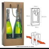 thumbnail of Bolsa de 2 botellas de doble ventana XL kraft marrón con asas de cordón por 100 - Gimex