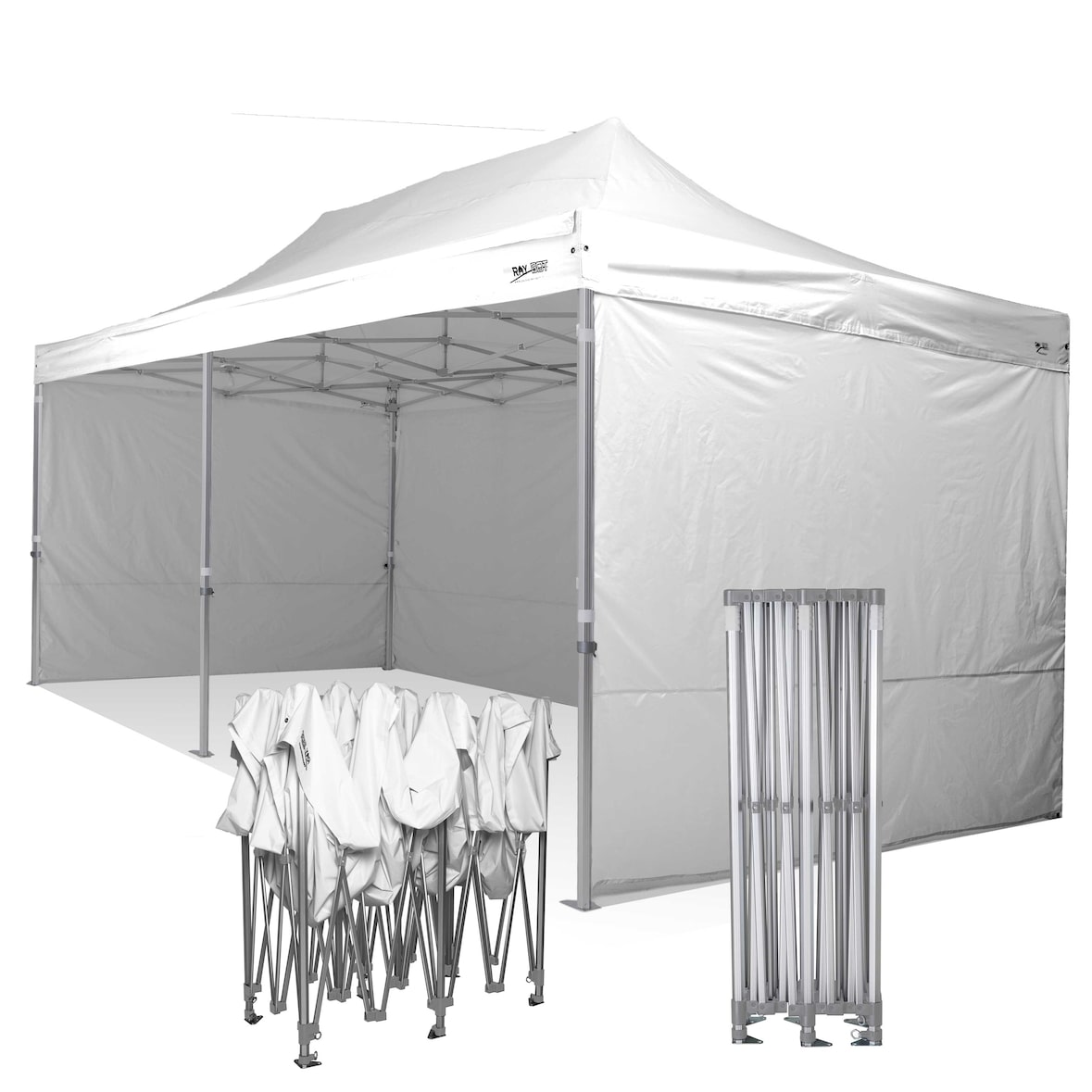 RAY BOT Gazebo pieghevole 4x8 bianco Exa 55mm alluminio con laterali PVC 350g