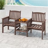thumbnail of COSTWAY Tuinbank met tafel, 2-zits houten bank met parasolgat, 165 x 60 x 88 cm, bruin