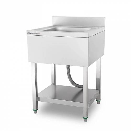 Fregadero profesional de 1 cubeta 60 x 60 cm - Estante bajo - Equipementpro