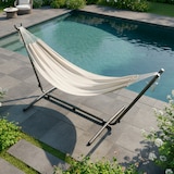 thumbnail of Base Per Amaca Supporto In Acciaio Verniciato A Polvere Regolabile 6 Livelli Per Giardino Terrazzo Balcone 280 x 120 x 110 Cm Nero
