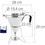 thumbnail of Royal Catering Fülltrichter - 1,8 L - Edelstahl - 3 Füllspitzen - Ständer mit Auffangschale