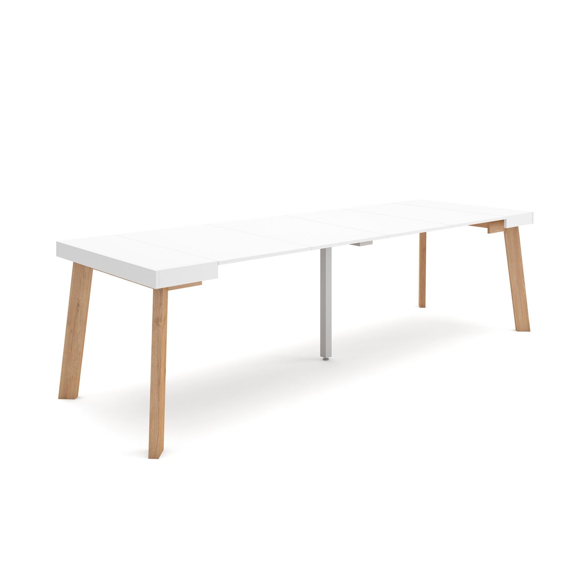 Consolle allungabile, Tavolo consolle allungabile , 262x90x73cm, Per 12 persone, Gambe in legno, Stile moderno, Bianco - 356_25