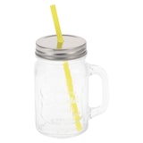 thumbnail of WellHome - 450 ml Glasbecher mit gelbem Strohhalm