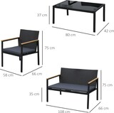 thumbnail of Outsunny Conjunto Muebles de Ratán con Cojines 4 Piezas Acolchados con 1 Sofá Individual 1 para Doble Negro y Gris