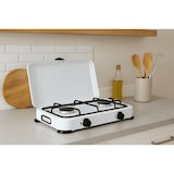 thumbnail of Réchaud à gaz 2 feux 3200W Brûleurs fonte amovibles Couvercle Plaque de cuisson Gaz Butane ou Propane GOLD