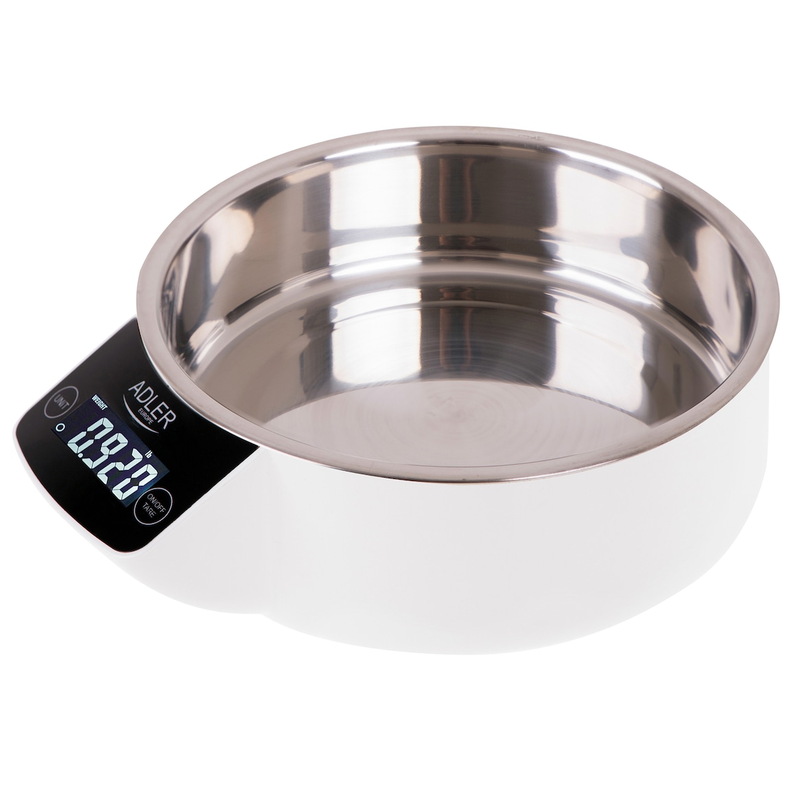 Adler AD 3166 Digitale Küchenwaage Abnehmbare Schale, Schale 900ml, Edelstahl, Messflüssigkeiten, Genauigkeit 1g, Weiß