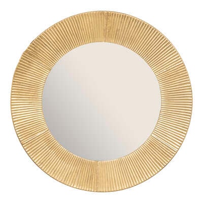 Grand Miroir mural en Métal Doré D 90 cm