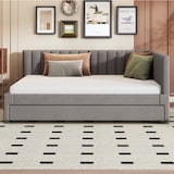 thumbnail of Ausziehbares Schlafsofa 140x200 mit Lattenrost, Polsterbett aus Samt, multifunktionales Sofa-Bett, komfortables Schlafzimmerdesign, Grau