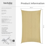 thumbnail of tectake Sonnensegel Sunny, wetterfestes HDPE-Material mit UV-Schutz - 5 x 7 m Sand