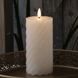 thumbnail of LED Kerze Twist Echtwachs gedrehte Stumpenkerze flackernd H: 17,5cm Timer weiß