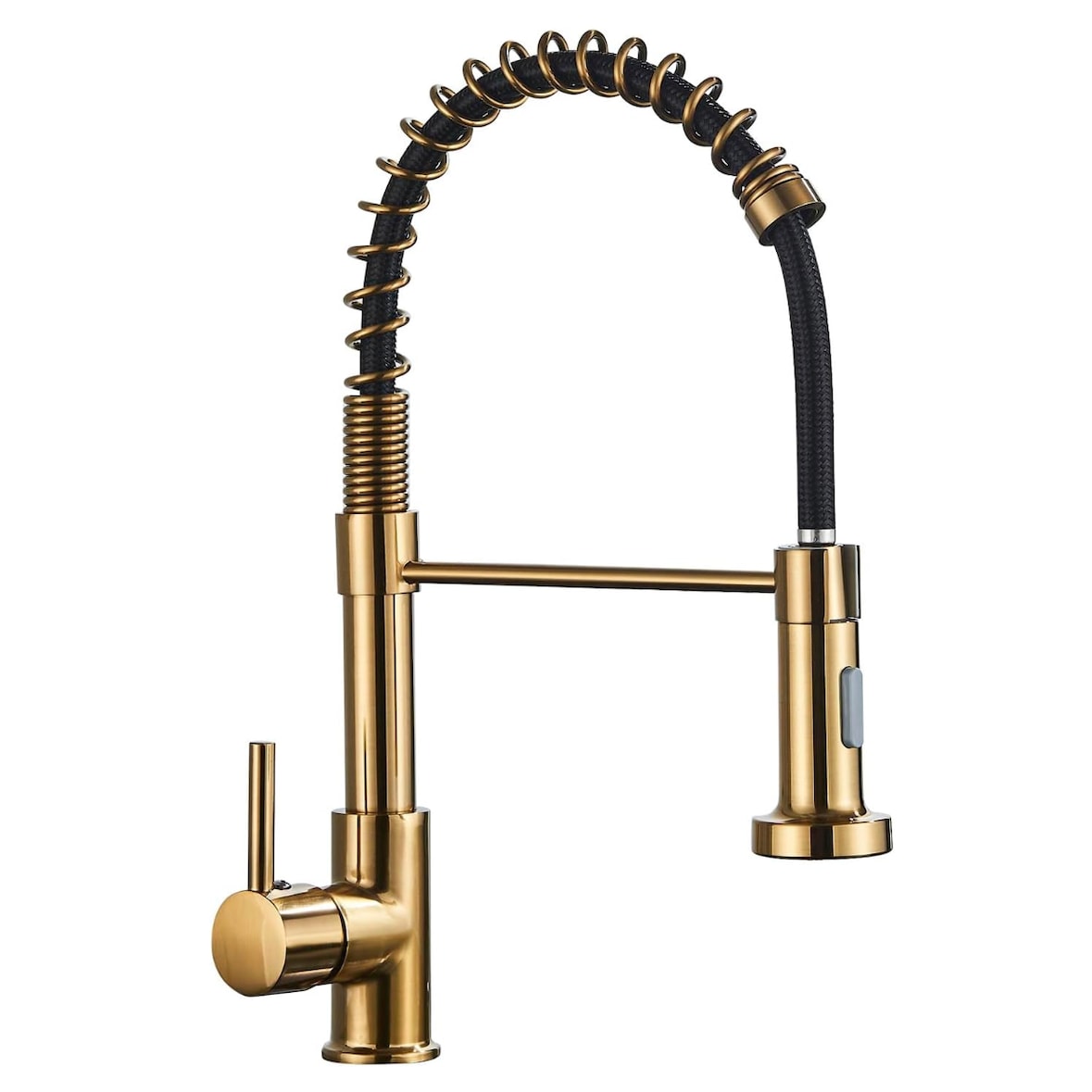 Gasfrit – Robinet professionnel gastronomique en acier inoxydable brossé doré avec ressort, rotation 360° et double sortie haute pression