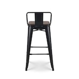 thumbnail of Set de 4 Taburetes de Bar de Metal Negro Mate Estilo Industrial con Respaldo y Asiento de Madera Oscura - Altura 66cm
