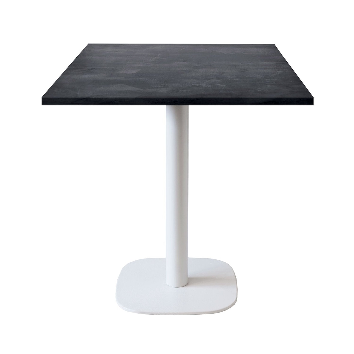 Restootab - Tafel 70x70cm - model Round witte voet met metallic leisteen