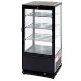 thumbnail of Romux® Vitrina Pastelera Expositora Refrigerada Vertical 3 Estantes 1 Puerta Negra 70 Litros Ventilada | Vitrina Sobremesa Cristal Recto