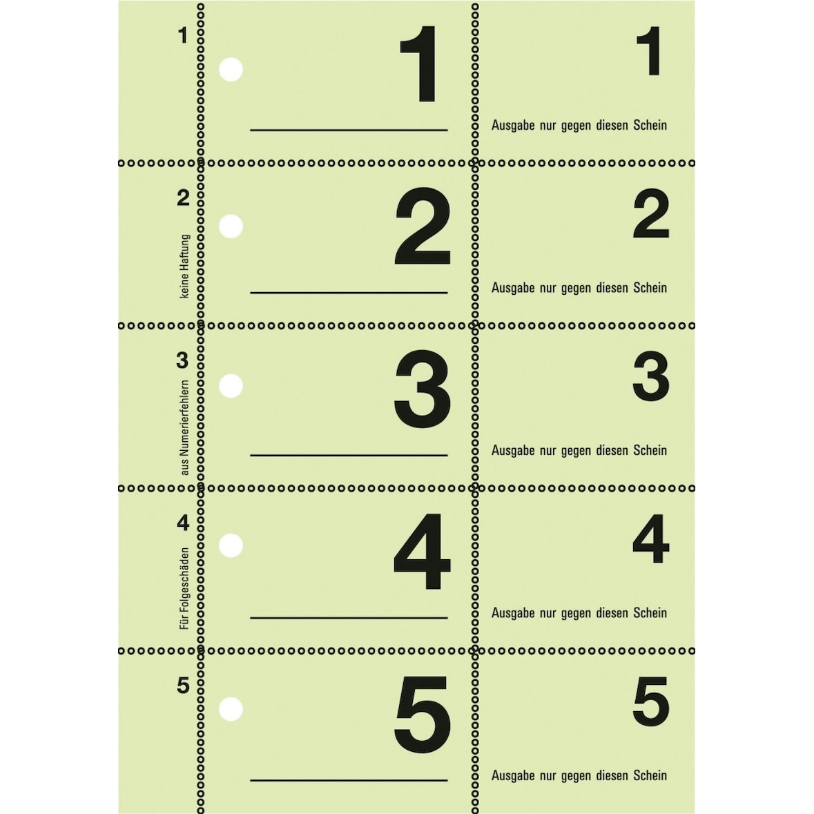 Garderobennummern A6 farbig sortiert 100 Blatt / Block farbig sortiert