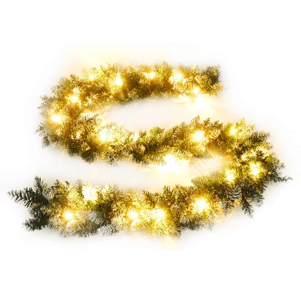 vidaXL Weihnachtsgirlande mit LED-Lichtern Grün 2,7 m PVC