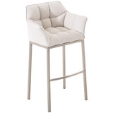 thumbnail of Taburete de Bar Damaso Tela con Base de Cuatro Patas Blanco/Acero inoxidable