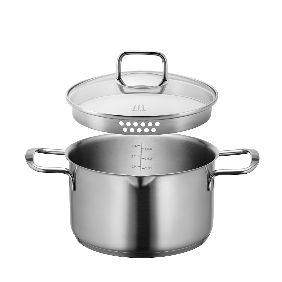 MÄSER Kochtopf 20 cm mit Glasdeckel, Edelstahl 18/10, Sanvito