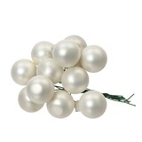 thumbnail of 12 Glaskugeln am Draht 2,5cm Weihnachtskugeln Spiegelbeeren zum Basteln weiß