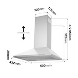 thumbnail of CIARRA A++ 370 m³/h Aspiratore 60 cm Cappe da parete Piramide Aspiratore 3 livelli VMS6201