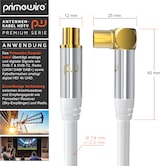 thumbnail of Primewire Antennenkabel gewinkelt - Koaxialkabel - Koax Kupplung 90° Winkel zu Stecker gerade - HDTV 75 Ohm - weiß - 0,5 m