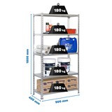 thumbnail of PROREGAL Étagère pour charges lourdes METAL SHARK | HxLxP 180x90x40cm | Charge du compartiment 180kg | Galvanisé gris