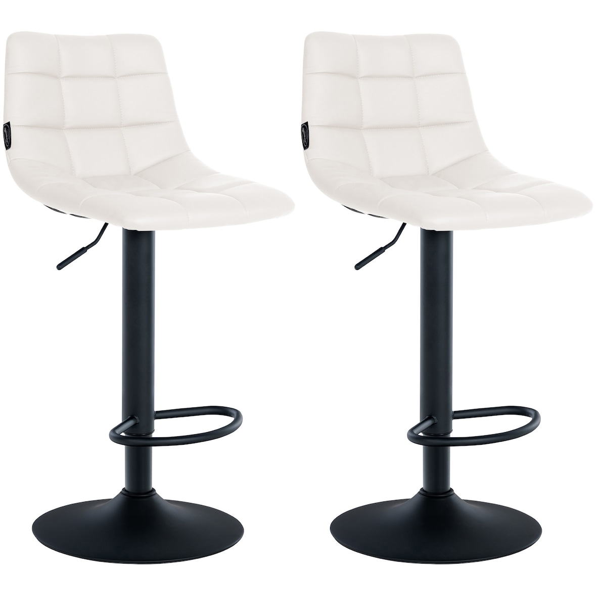 Conjunto de 2 bancos de bar em imitação de pele Jerry branco/preto