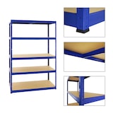 thumbnail of PROREGAL Étagère charge lourde BIG ELEPHANT M, HxLxP 180x120x60cm, 250kg par niveau, Bleu, Étagère robuste de Garage, Atelier
