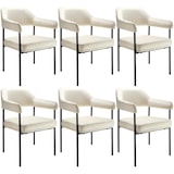 thumbnail of tectake Cadeira de jantar Doé, estofada, pernas de aço - Conjunto de 6 Tecido off white/preto