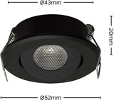 thumbnail of LED Mini Spot Einbaustrahler Unterbauspot Einbauspot Mini Leuchte 1.5w mit Trafo in schwarz Rund Ø 52 mm 4200K Neutralweiß