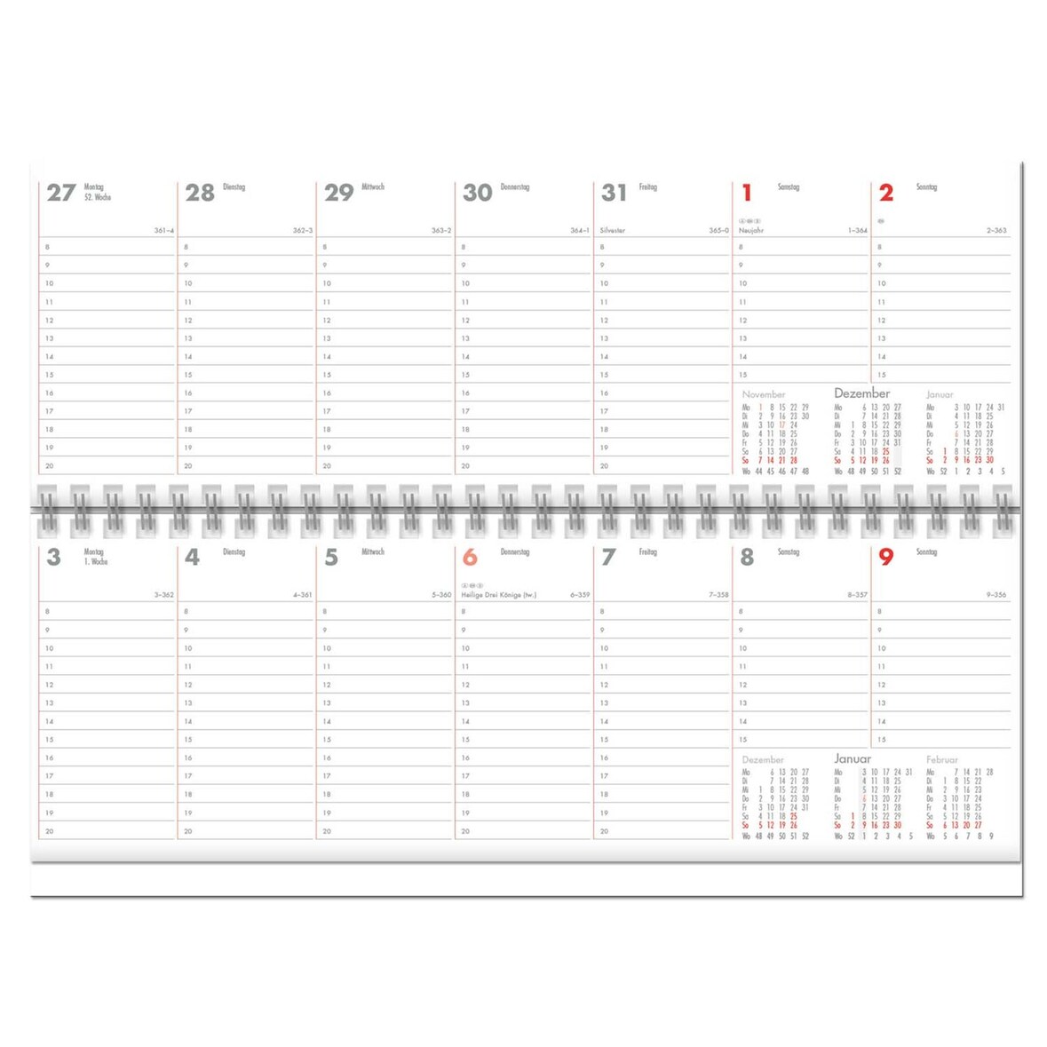 2026 Güss Tischquerkalender 30x10cm 1W. = 1S.