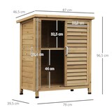 thumbnail of Outsunny Cobertizo de Almacenamiento de Madera 87x46,5x96,5 cm con 2 Estantes Interiores 2 puertas de Buena Ventilación y Techo Inclinado para Terreza