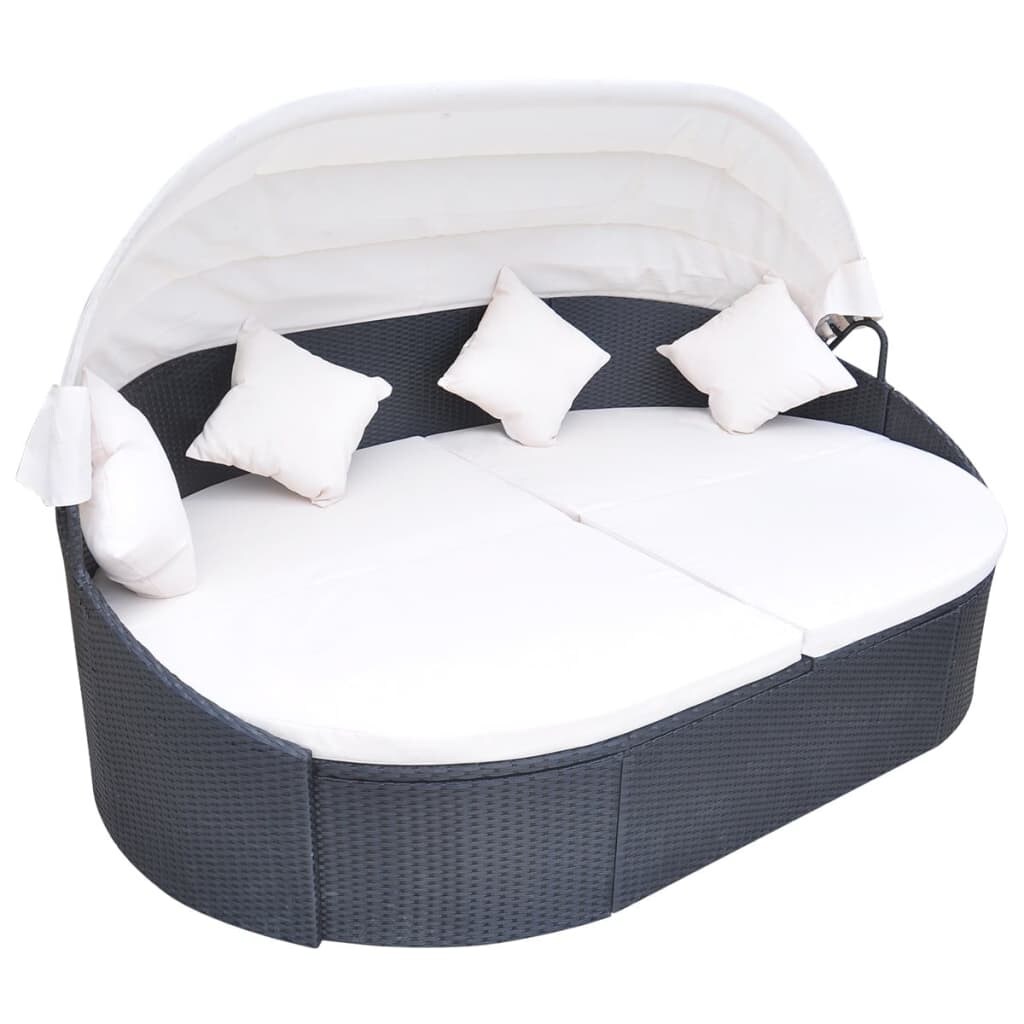 vidaXL Outdoor-Sonneninsel mit Sonnendach Poly Rattan Schwarz