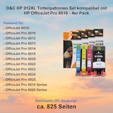 thumbnail of D&C HP 912XL Tintenpatronen Set kompatibel mit HP OfficeJet Pro 8010 - 4er Pack